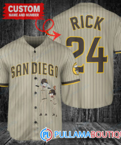 Personalized San Diego Padres Rick and Morty Baseball Jersey Tan