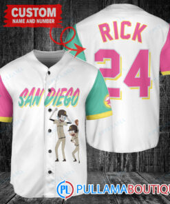 Personalized San Diego Padres Rick and Morty Baseball Jersey White