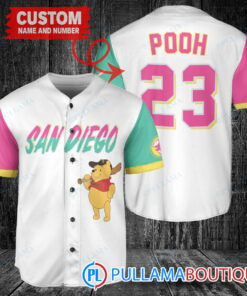 Personalized San Diego Padres Winnie the Pooh Baseball Jersey White City Connect