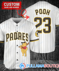 Personalized San Diego Padres Winnie the Pooh Baseball Jersey White