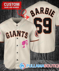 Personalized San Francisco Giants Barbie Baseball Jersey Cream