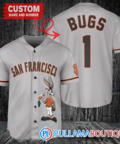 Personalized San Francisco Giants Bugs Bunny Baseball Jersey Gray