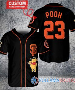 Personalized San Francisco Giants Winnie the Pooh Baseball Jersey Black