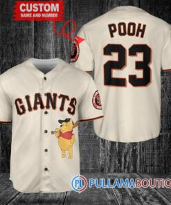 Personalized San Francisco Giants Winnie the Pooh Baseball Jersey Cream