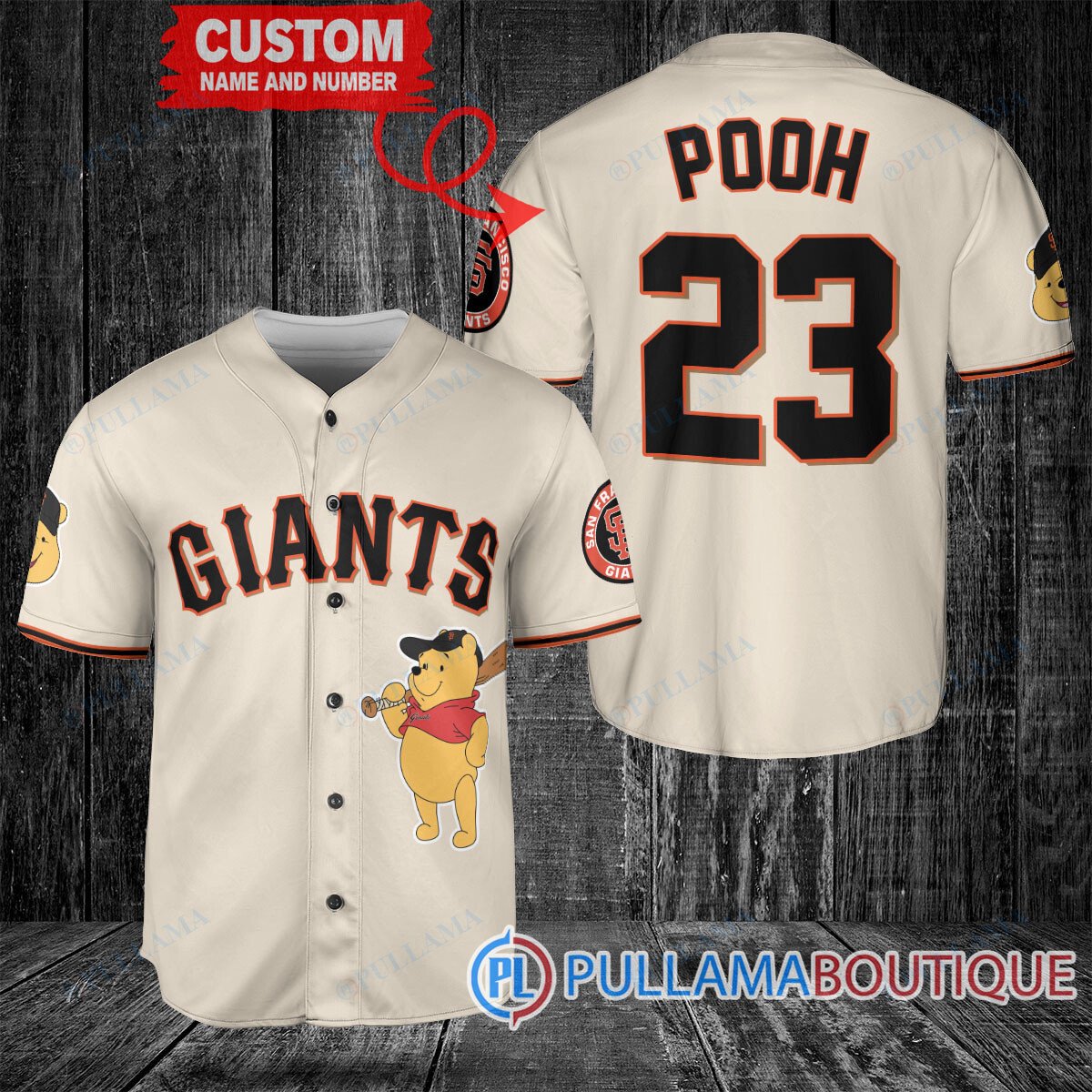 Personalized Detroit Tigers Winnie the Pooh Baseball Jersey White