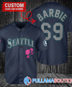 Personalized Seattle Mariners Barbie Baseball Jersey Navy