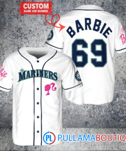 Personalized Seattle Mariners Barbie Baseball Jersey White