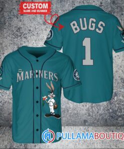 Personalized Seattle Mariners Bugs Bunny Baseball Jersey Aqua