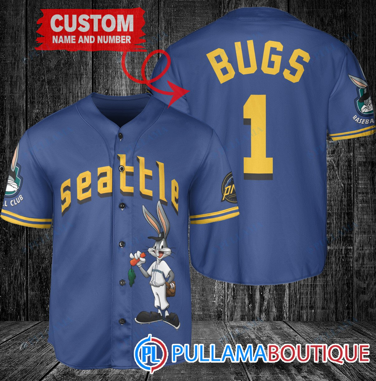 Personalized Kansas City Royals Bugs Bunny Baseball Jersey Navy