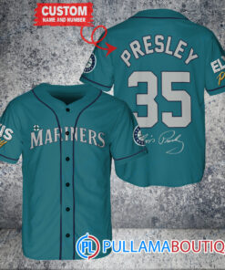 Personalized Seattle Mariners Elvis Presley Baseball Jersey Aqua