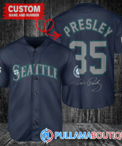 Personalized Seattle Mariners Elvis Presley Baseball Jersey Navy