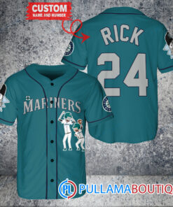 Personalized Seattle Mariners Rick and Morty Baseball Jersey Aqua