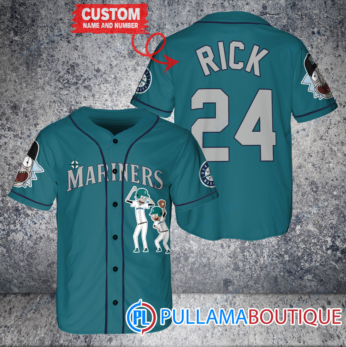 Personalized Miami Marlins Rick and Morty Baseball Jersey Black