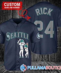 Personalized Seattle Mariners Rick and Morty Baseball Jersey Navy