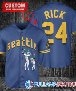 Personalized Seattle Mariners Rick and Morty Baseball Jersey Royal