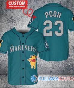 Personalized Seattle Mariners Winnie the Pooh Baseball Jersey Aqua