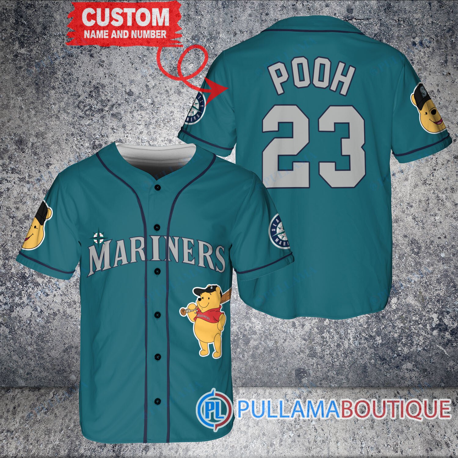 Personalized Kansas City Royals Winnie the Pooh Baseball Jersey Navy