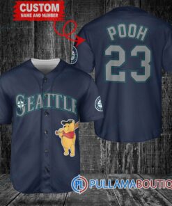 Personalized Seattle Mariners Winnie the Pooh Baseball Jersey Navy