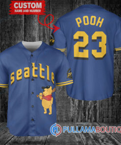 Personalized Seattle Mariners Winnie the Pooh Baseball Jersey Royal