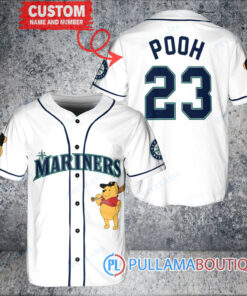 Personalized Seattle Mariners Winnie the Pooh Baseball Jersey White