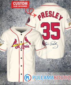 Personalized St. Louis Cardinals Elvis Presley Baseball Jersey Cream