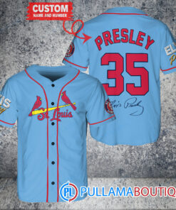 Personalized St. Louis Cardinals Elvis Presley Baseball Jersey Light Blue