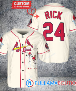 Personalized St. Louis Cardinals Rick and Morty Baseball Jersey Cream