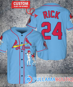 Personalized St. Louis Cardinals Rick and Morty Baseball Jersey Light Blue