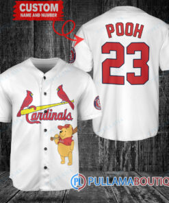 Personalized St. Louis Cardinals Winnie the Pooh Baseball Jersey White