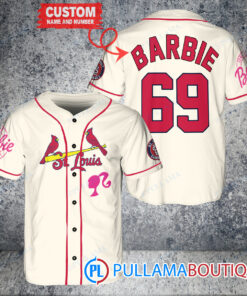 Personalized St.Louis Cardinals Barbie Baseball Jersey Cream