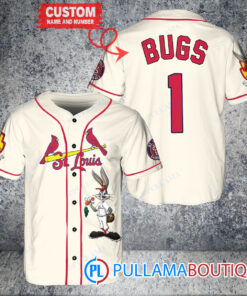 Personalized St.Louis Cardinals Bugs Bunny Baseball Jersey Cream