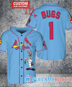 Personalized St.Louis Cardinals Bugs Bunny Baseball Jersey Light Blue