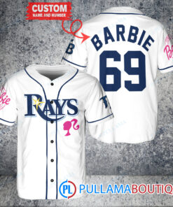 Personalized Tampa Bay Rays Barbie Baseball Jersey White Home Replica