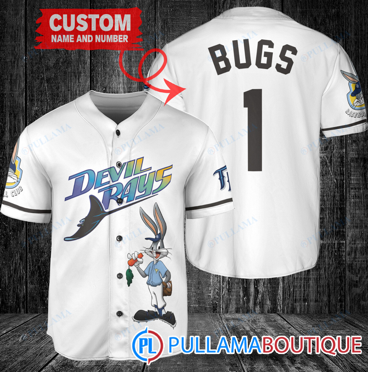 Personalized Texas Rangers Bugs Bunny Baseball Jersey Cream