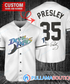 Personalized Tampa Bay Rays Elvis Presley Baseball Jersey White Alternate Replica