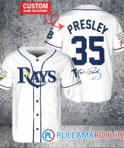 Personalized Tampa Bay Rays Elvis Presley Baseball Jersey White Home Replica