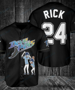 Personalized Tampa Bay Rays Rick and Morty Baseball Jersey Black