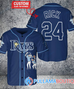 Personalized Tampa Bay Rays Rick and Morty Baseball Jersey Navy