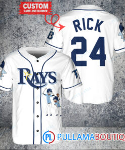 Personalized Tampa Bay Rays Rick and Morty Baseball Jersey White Home Replica