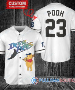 Personalized Tampa Bay Rays Winnie the Pooh Baseball Jersey White Alternate Replica