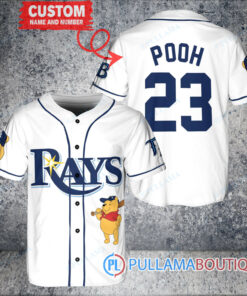 Personalized Tampa Bay Rays Winnie the Pooh Baseball Jersey White Home Replica