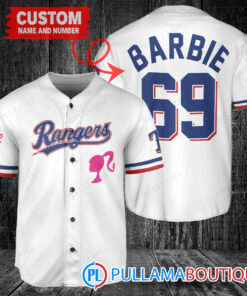 Personalized Texas Rangers Barbie Baseball Jersey White