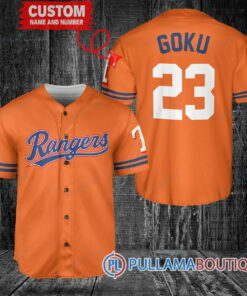 Personalized Texas Rangers Dragon Ball Z Goku Baseball Jersey