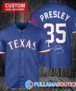 Personalized Texas Rangers Elvis Presley Baseball Jersey Royal