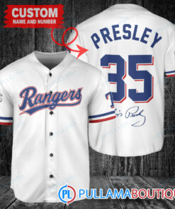 Personalized Texas Rangers Elvis Presley Baseball Jersey White