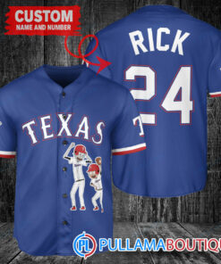 Personalized Texas Rangers Rick and Morty Baseball Jersey Royal