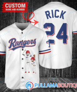 Personalized Texas Rangers Rick and Morty Baseball Jersey White