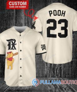 Personalized Texas Rangers Winnie the Pooh Baseball Jersey Cream