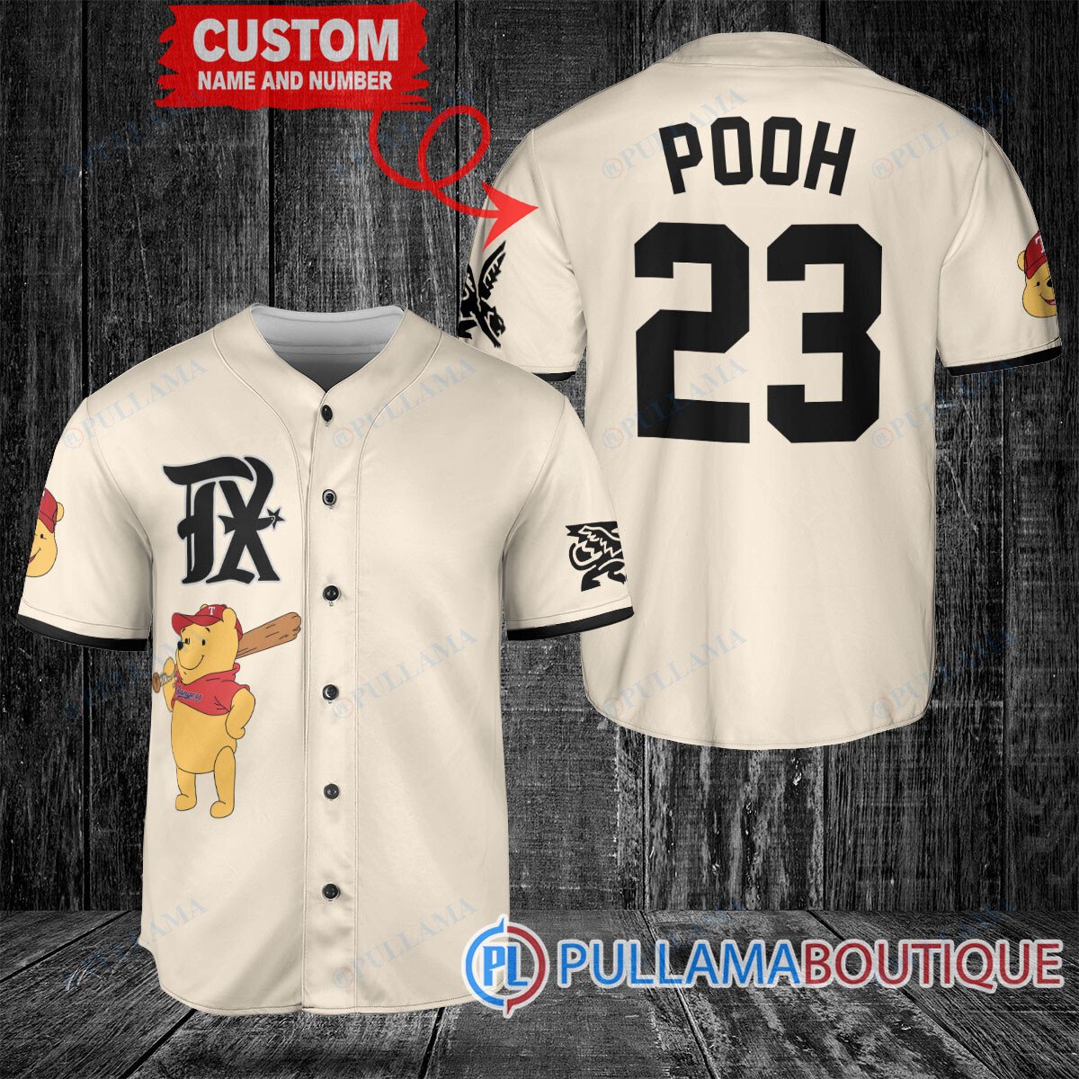 Personalized Atlanta Braves Winnie the Pooh Baseball Jersey Navy