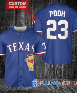 Personalized Texas Rangers Winnie the Pooh Baseball Jersey Royal